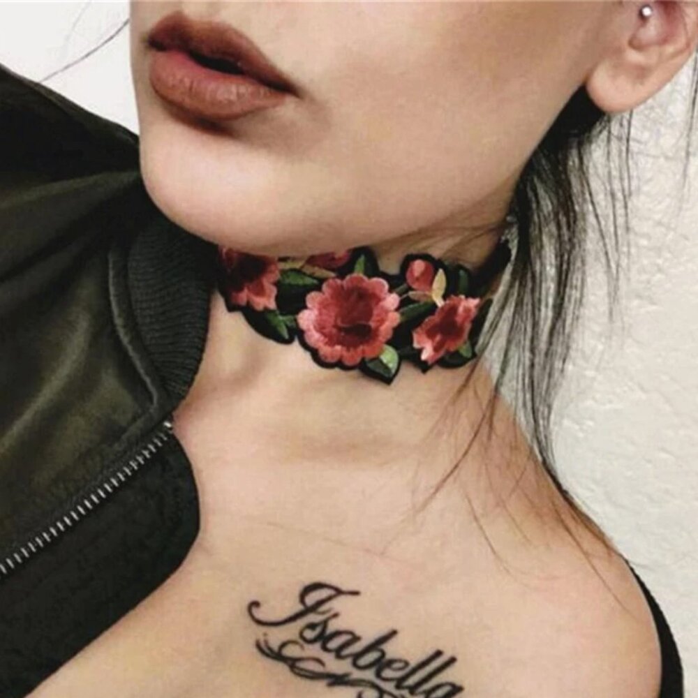 New Bridgitte Pink Floral Embroidered Boho Choker Necklace French Peasant 25$